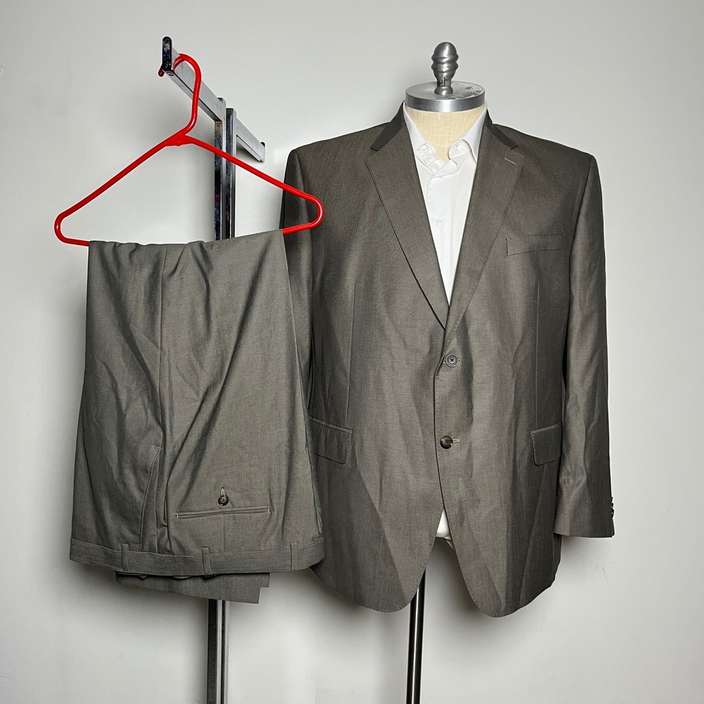 Sean John 2-Piece Suit Mens 48R 40x29‎ Brown Solid 2-Button Notch Lapel Modern